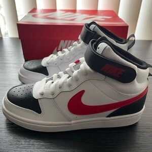 Nike youth White, Red, and Black Sneakers youth size 5.5 university red